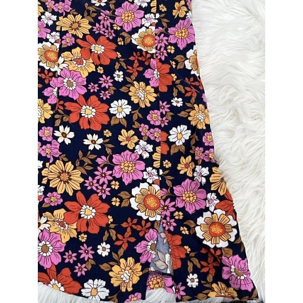 RARE EDITIONS 3pc Dress Set Girls Navy  Size 14 Top Necklace Floral Printed NEW
